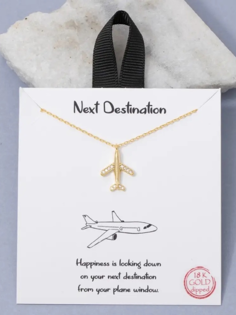 NWT Gold Dipped Pave Airplane Pendant Necklace